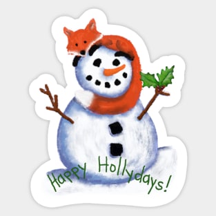 Fox and Snowman Hollydays | Cherie's Art Original (c)2019 Sticker